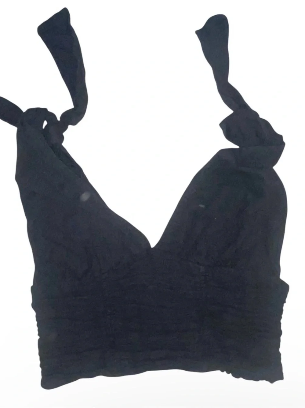 Free People Black-tea party lace Tie-Shoulder Crop Top